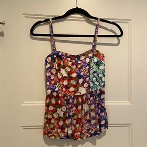 Patterned tank with pleated bottom
